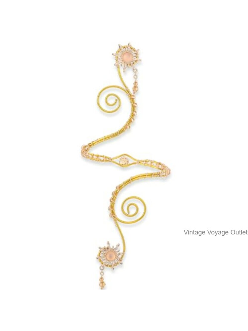 Adjustable Gold Tone Upper Arm Cuff Bracelet Boho Sunburst Charm